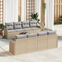 vidaXL Trädgårdsoffset med kudde 9 pcs Beige och Grå 55 x 55 x 37 cm