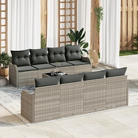 vidaXL Trädgårdsoffset 9 pcs Ljusgrå och mörkgrå 55 x 55 x 37 cm