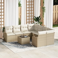 vidaXL Trädgårdsoffset 9 pcs Beige och gräddfärgad 55 x 55 x 37 cm