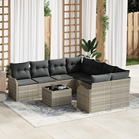 vidaXL Trädgårdsoffset 9 pcs Ljusgrå och mörkgrå 55 x 55 x 37 cm