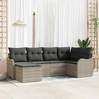 vidaXL Trädgårdsoffset med kudde 6 pcs Ljusgrå Poly rattan