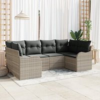 vidaXL Trädgårdsoffset med kudde 6 pcs Ljusgrå Poly rattan