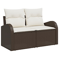vidaXL Trädgårdsoffset med kudde 5 pcs Brun och Kräm 55 x 55 x 37 cm