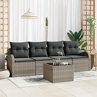 vidaXL Trädgårdsoffset med kudde med lagring 5 pcs Grå 55 x 55 x 37 cm