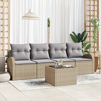 vidaXL Trädgårdsoffset med kudde 5 pcs Beige och Grå 55 x 55 x 37 cm