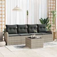 vidaXL Trädgårdsoffset 5 pcs Ljusgrå och mörkgrå 55 x 55 x 37 cm