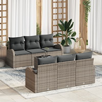 vidaXL Trädgårdsoffset med kudde med lagring 7 pcs Grå 55 x 55 x 37 cm