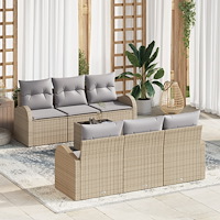 vidaXL Trädgårdsoffset med kudde 7 pcs Beige och Grå 55 x 55 x 37 cm