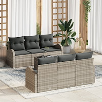 vidaXL Trädgårdsoffset 7 pcs Ljusgrå och mörkgrå 55 x 55 x 37 cm