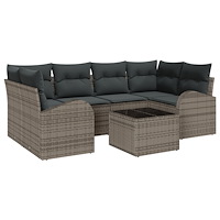 vidaXL Trädgårdsoffset med kudde med lagring 7 pcs Grå 55 x 55 x 37 cm