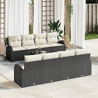 vidaXL Trädgårdsoffset med kudde 9 pcs Svart och kräm 55 x 55 x 37 cm
