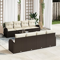vidaXL Trädgårdsoffset med kudde 9 pcs Brun och Kräm 55 x 55 x 37 cm