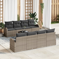 vidaXL Trädgårdsoffset med kudde med lagring 9 pcs Grå 55 x 55 x 37 cm
