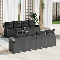 vidaXL Trädgårdsoffset med kudde med kudde 9 pcs Svart 55 x 55 x 37 cm