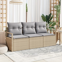 vidaXL Trädgårdsoffset med kudde med lagring 3 pcs Beige och Ljusgrå