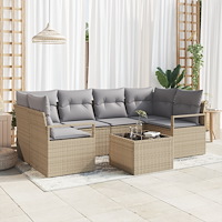 vidaXL Trädgårdsoffset med kudde 7 pcs Beige och Grå 55 x 55 x 37 cm