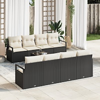 vidaXL Trädgårdsoffset med kudde 9 pcs Svart och kräm 55 x 55 x 37 cm