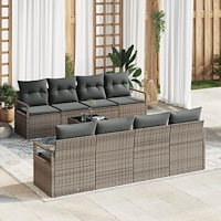 vidaXL Trädgårdsoffset med kudde med lagring 9 pcs Grå 55 x 55 x 37 cm