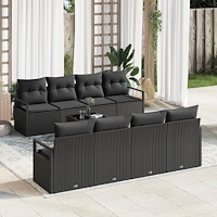 vidaXL Trädgårdsoffset med kudde med kudde 9 pcs Svart 55 x 55 x 37 cm