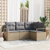 vidaXL Trädgårdsoffset med kudde med lagring 4 pcs Beige och Ljusgrå