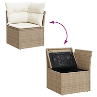 vidaXL 6-delad trädgårdsssofa set med kuddar beige poly rotting