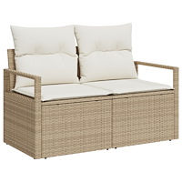 vidaXL 6-delad trädgårdsssofa set med kuddar beige poly rotting