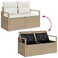 vidaXL 6-delad trädgårdsssofa set med kuddar beige poly rotting