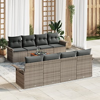 vidaXL Trädgårdsoffset med kudde med lagring 7 pcs Grå 55 x 55 x 37 cm