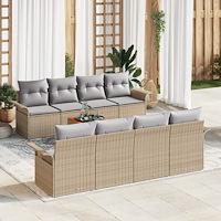 vidaXL Trädgårdsoffset 7 pcs Beige och Ljusgrå 55 x 55 x 37 cm