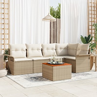 vidaXL Trädgårdsoffset 6 pcs Beige och gräddfärgad 55 x 55 x 37 cm