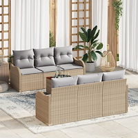 vidaXL Trädgårdsoffset 7 pcs beige och ljusgrå
