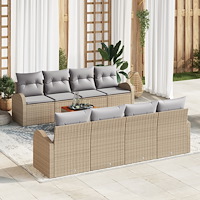 vidaXL Trädgårdsoffset 9 pcs beige och ljusgrå