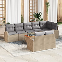 vidaXL Trädgårdsoffset 9 pcs beige och ljusgrå