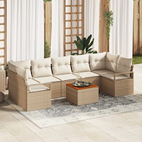 vidaXL Trädgårdsoffset 8 pcs Beige och vit