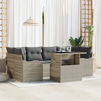 vidaXL Trädgårdsoffset 7 pcs Ljusgrå 100 x 55 x 73 cm Poly rattan
