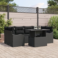 vidaXL Trädgårdsoffset 7 pcs Svart 100 x 55 x 73 cm Poly rattan