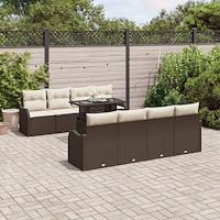 vidaXL Trädgårdsoffset 9 pcs Brun 100 x 55 x 73 cm Poly rattan