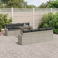 vidaXL Trädgårdsoffset 9 pcs Ljusgrå 100 x 55 x 73 cm Poly rattan