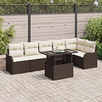 vidaXL Trädgårdsoffset 7 pcs Brun 100 x 55 x 73 cm Poly rattan