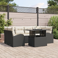 vidaXL Trädgårdsoffset 7 pcs Svart 100 x 55 x 73 cm Poly rattan