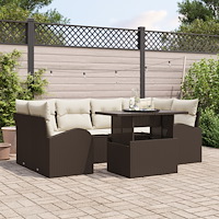 vidaXL Trädgårdsoffset 7 pcs Brun 100 x 55 x 73 cm Poly rattan