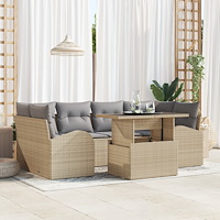 vidaXL Trädgårdsoffset 7 pcs Beige 100 x 55 x 73 cm Poly rattan