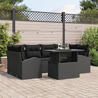 vidaXL Trädgårdsoffset 7 pcs Svart 100 x 55 x 73 cm Poly rattan