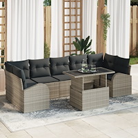 vidaXL Trädgårdsoffset 8 pcs Ljusgrå 100 x 55 x 73 cm Poly rattan