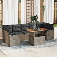 vidaXL Trädgårdsoffset med lagring 8 pcs Grå Poly rattan