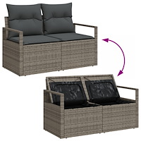 vidaXL 7-delad trädgårdsoffa set med kuddar grå poly rattan