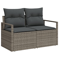 vidaXL 7-delad trädgårdsoffa set med kuddar grå poly rattan