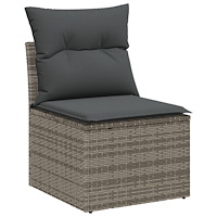 vidaXL 7-delad trädgårdsoffa set med kuddar grå poly rattan