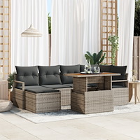 vidaXL Trädgårdsoffset med lagring 7 pcs Grå Poly rattan