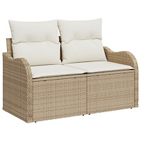 vidaXL 7-delars trädgårdsoffset med kuddar Beige Poly Rattan